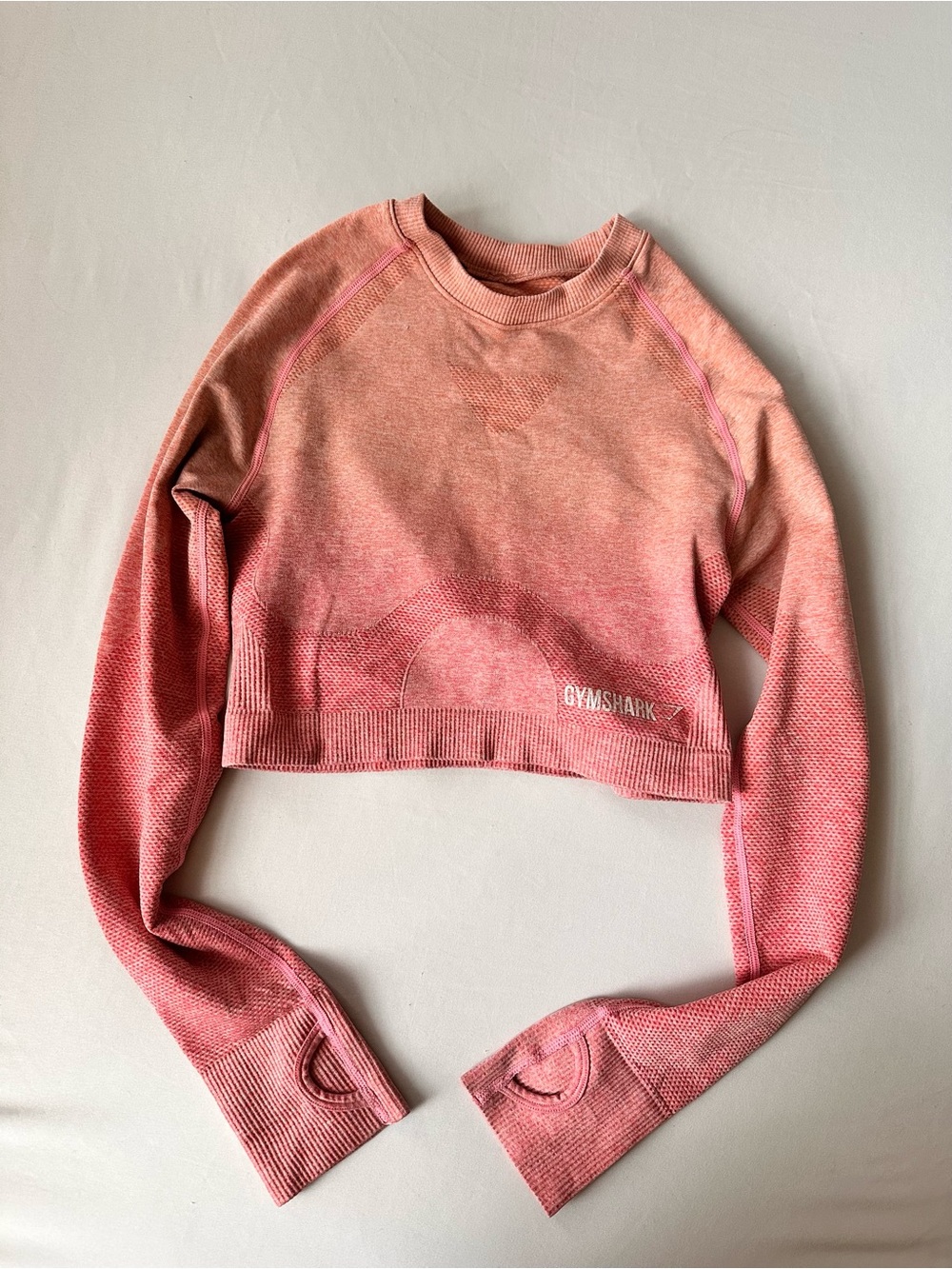 Gymshark Pink Ombre Seamless Cropped Long Sleeve Top